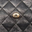 CHANEL Matelasse Chain Shoulder Bag Leather Black Gold CC Auth 145073-8