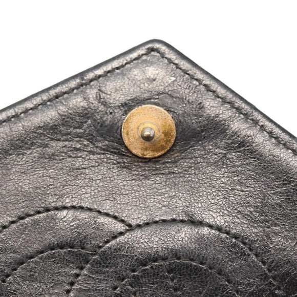 CHANEL Matelasse Chain Shoulder Bag Leather Black Gold CC Auth 145073