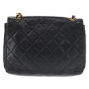 CHANEL Matelasse Chain Shoulder Bag Leather Black Gold CC Auth 145073-2