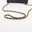 CHANEL Matelasse Chain Shoulder Bag Leather Black Gold CC Auth 145073-7