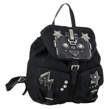 PRADA Backpack Nylon Black Silver Auth 145074
