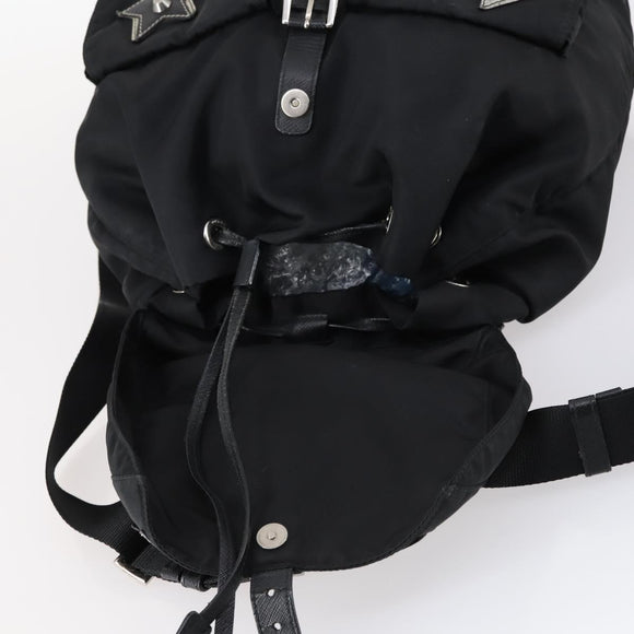 PRADA Backpack Nylon Black Silver Auth 145074