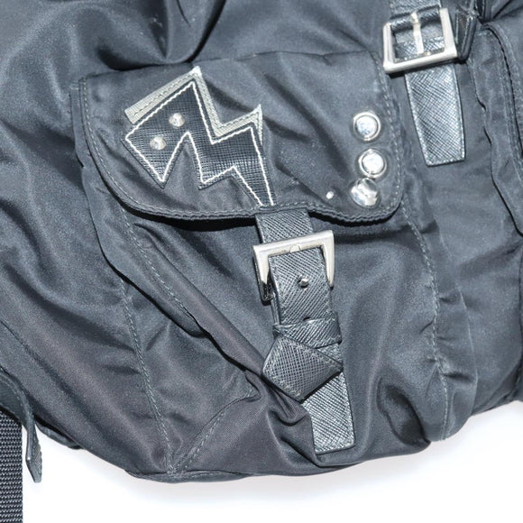 PRADA Backpack Nylon Black Silver Auth 145074