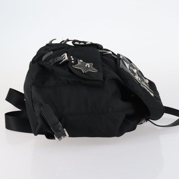 PRADA Backpack Nylon Black Silver Auth 145074