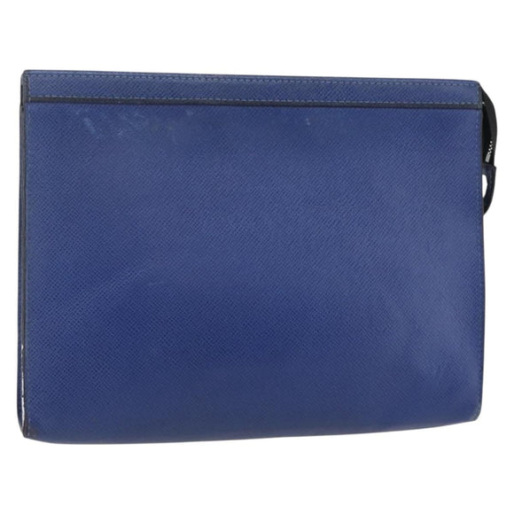 LOUIS VUITTON Taiga Pochette Voyage MM Clutch Bag Blue M30575 LV Auth 145081