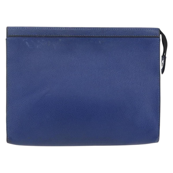 LOUIS VUITTON Taiga Pochette Voyage MM Clutch Bag Blue M30575 LV Auth 145081