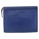 LOUIS VUITTON Taiga Pochette Voyage MM Clutch Bag Blue M30575 LV Auth 145081-2