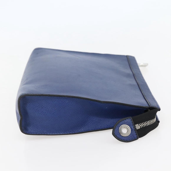 LOUIS VUITTON Taiga Pochette Voyage MM Clutch Bag Blue M30575 LV Auth 145081