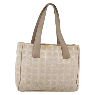 CHANEL New Travel Line Tote Bag Nylon Beige Gold CC Auth 145082
