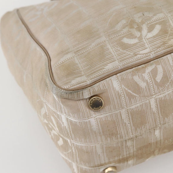 CHANEL New Travel Line Tote Bag Nylon Beige Gold CC Auth 145082