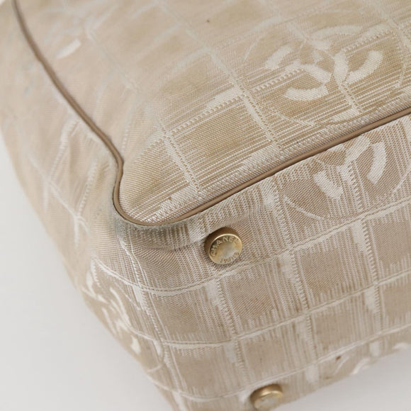 CHANEL New Travel Line Tote Bag Nylon Beige Gold CC Auth 145082