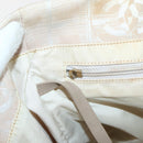 CHANEL New Travel Line Tote Bag Nylon Beige Gold CC Auth 145082-12