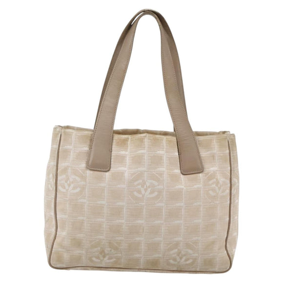 CHANEL New Travel Line Tote Bag Nylon Beige Gold CC Auth 145082