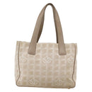 CHANEL New Travel Line Tote Bag Nylon Beige Gold CC Auth 145082-2