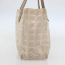 CHANEL New Travel Line Tote Bag Nylon Beige Gold CC Auth 145082-4