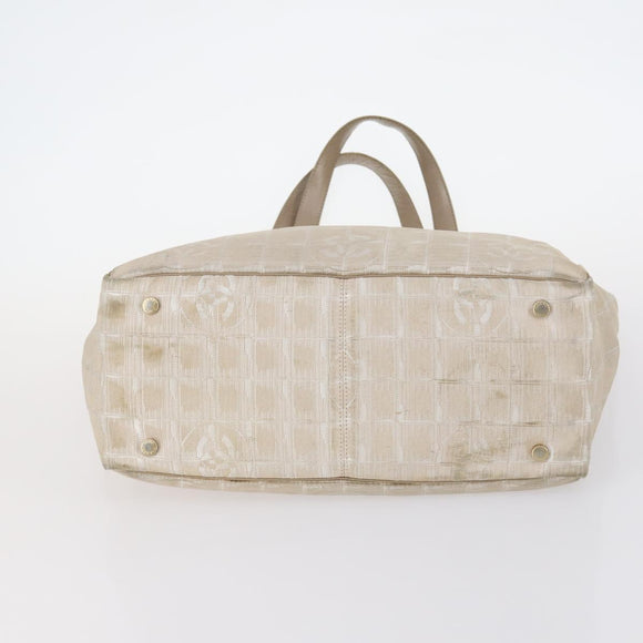 CHANEL New Travel Line Tote Bag Nylon 2Set Black Beige CC Auth 145095