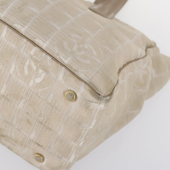 CHANEL New Travel Line Tote Bag Nylon 2Set Black Beige CC Auth 145095