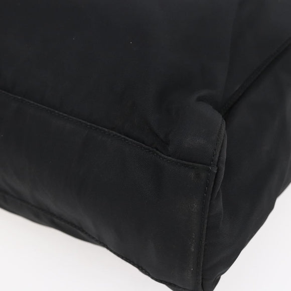 PRADA Hand Bag Nylon Black Silver Auth 145124