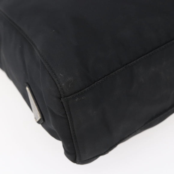 PRADA Hand Bag Nylon Black Silver Auth 145124