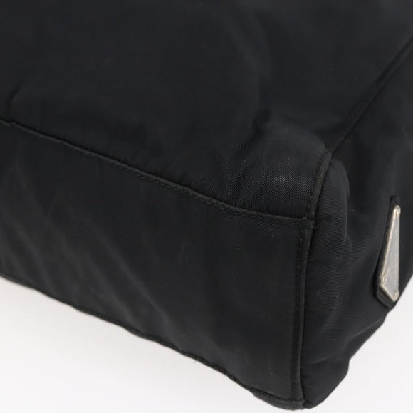 PRADA Hand Bag Nylon Black Silver Auth 145124
