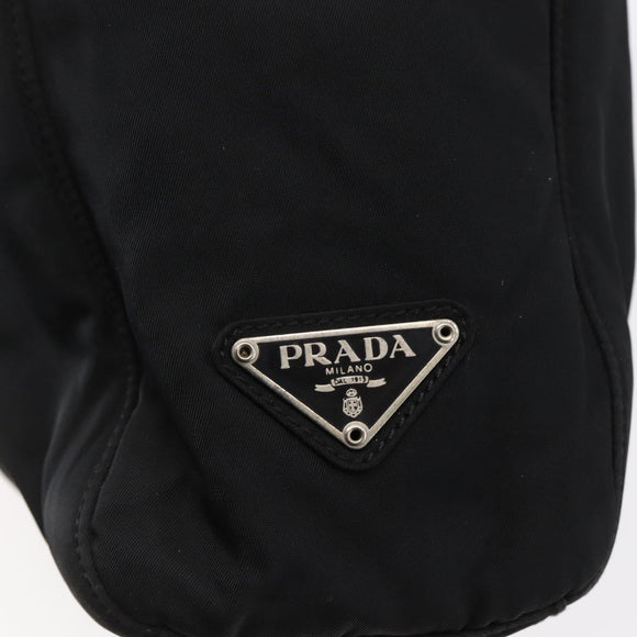 PRADA Hand Bag Nylon Black Silver Auth 145124