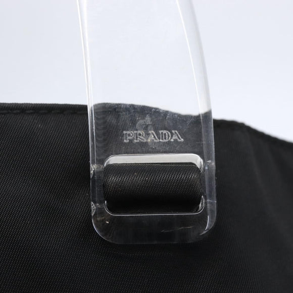 PRADA Hand Bag Nylon Black Silver Auth 145124