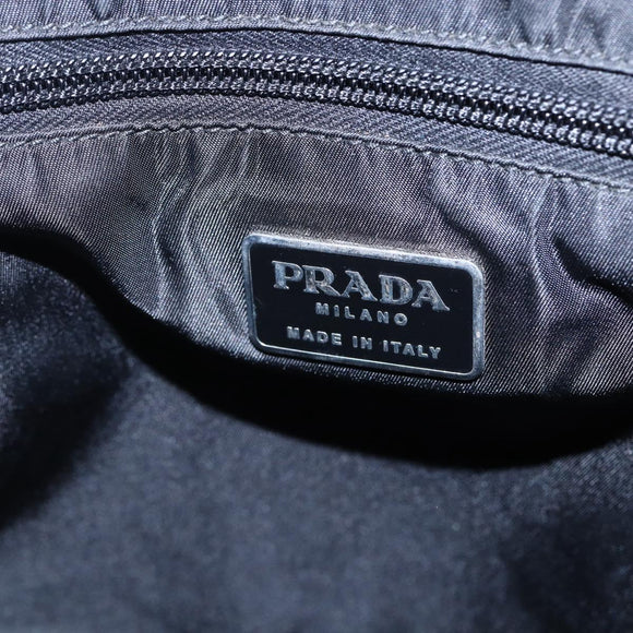 PRADA Hand Bag Nylon Black Silver Auth 145124