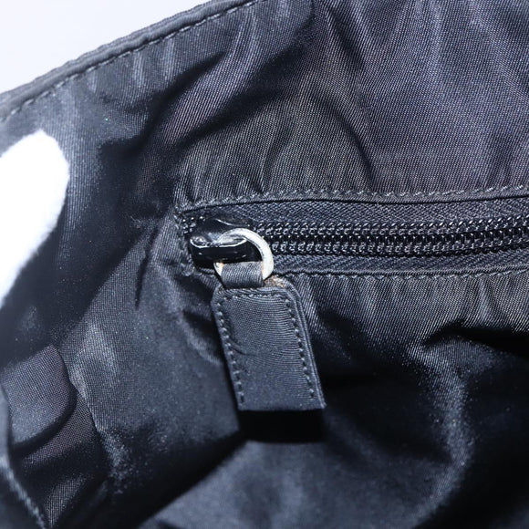 PRADA Hand Bag Nylon Black Silver Auth 145124