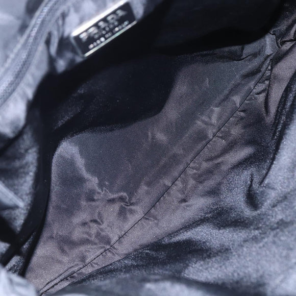 PRADA Hand Bag Nylon Black Silver Auth 145124