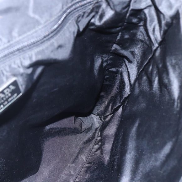 PRADA Hand Bag Nylon Black Silver Auth 145124