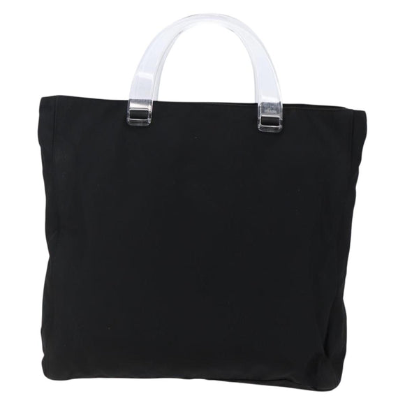 PRADA Hand Bag Nylon Black Silver Auth 145124