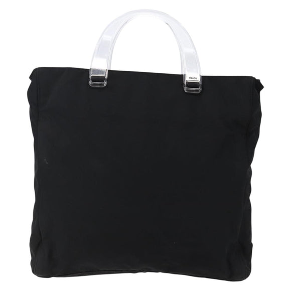 PRADA Hand Bag Nylon Black Silver Auth 145124