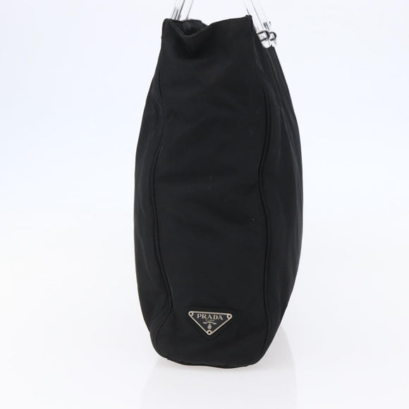 PRADA Hand Bag Nylon Black Silver Auth 145124