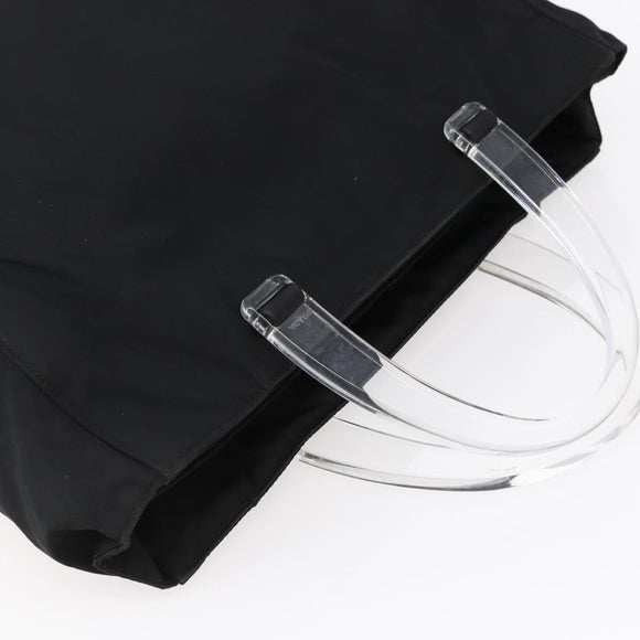 PRADA Hand Bag Nylon Black Silver Auth 145124