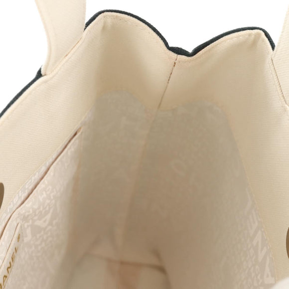 CHANEL Tote Bag Canvas Black Gold CC Auth 145125V