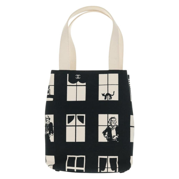 CHANEL Tote Bag Canvas Black Gold CC Auth 145125V