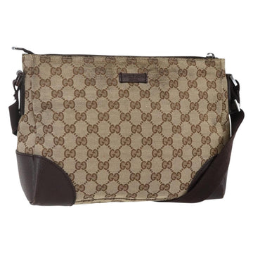 GUCCI GG Canvas Shoulder Bag Beige Silver 114273 Auth 145126