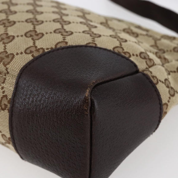 GUCCI GG Canvas Shoulder Bag Beige Silver 114273 Auth 145126