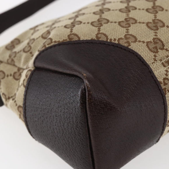 GUCCI GG Canvas Shoulder Bag Beige Silver 114273 Auth 145126