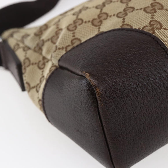 GUCCI GG Canvas Shoulder Bag Beige Silver 114273 Auth 145126