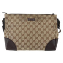 GUCCI GG Canvas Shoulder Bag Beige Silver 114273 Auth 145126-2