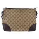 GUCCI GG Canvas Shoulder Bag Beige Silver 114273 Auth 145126-3