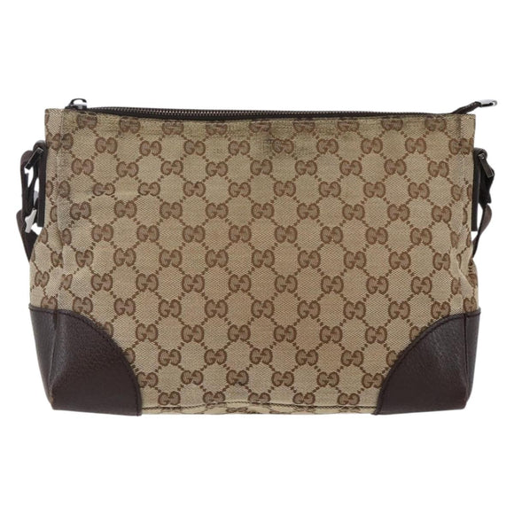 GUCCI GG Canvas Shoulder Bag Beige Silver 114273 Auth 145126