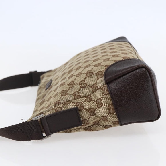 GUCCI GG Canvas Shoulder Bag Beige Silver 114273 Auth 145126
