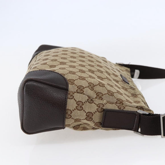 GUCCI GG Canvas Shoulder Bag Beige Silver 114273 Auth 145126