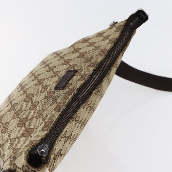 GUCCI GG Canvas Shoulder Bag Beige Silver 114273 Auth 145126