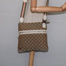 GUCCI GG Canvas Shoulder Bag Beige Silver 145809 Auth 145127-21