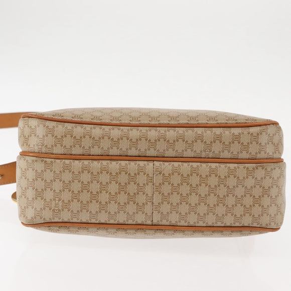 CELINE Macadam Canvas Shoulder Bag PVC Beige Gold Auth 145149