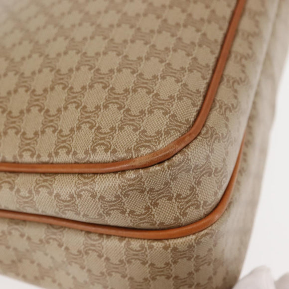 CELINE Macadam Canvas Shoulder Bag PVC Beige Gold Auth 145149