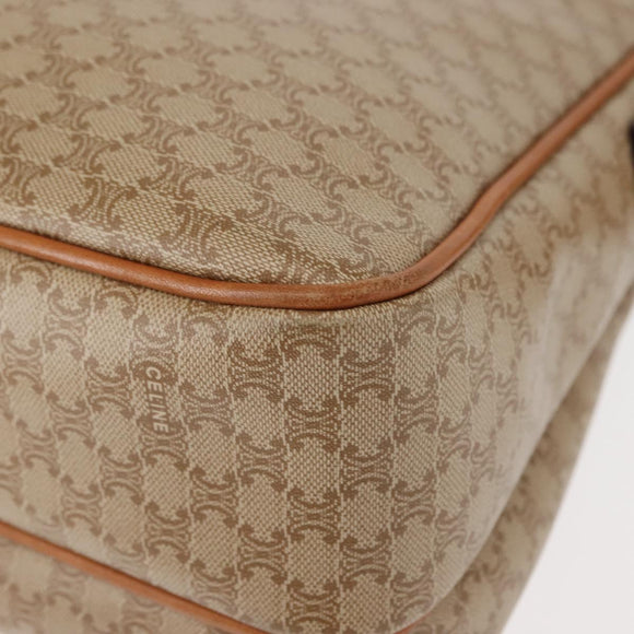 CELINE Macadam Canvas Shoulder Bag PVC Beige Gold Auth 145149